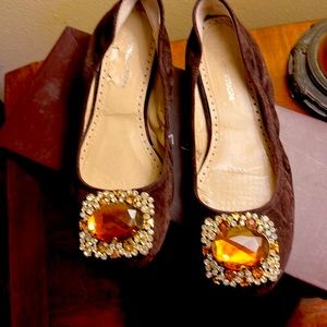 Chocolate brown suede ballet flats EUC